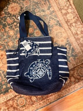 Vera Bradley Straw Tote With Matching Zipper Pouch